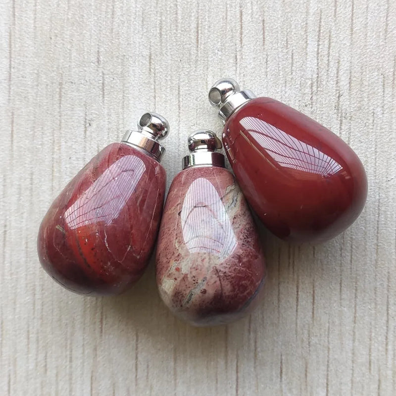 3pcs Natural Rainbow Stone Perfume Bottle Pendants for Necklace