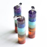 3pcs Rainbow 7 Layered Dowsing Healing Chakra Cylinder Pendants