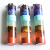 3pcs Rainbow 7 Layered Dowsing Healing Chakra Cylinder Pendants