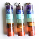 3pcs Rainbow 7 Layered Dowsing Healing Chakra Cylinder Pendants