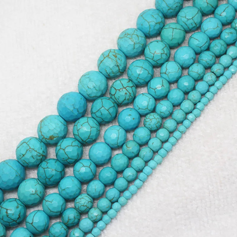 4-14mm Faceted Turquoise Round Beads