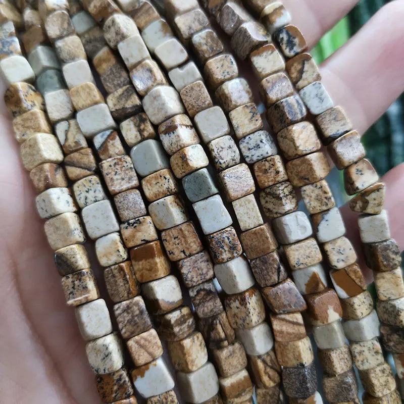 4mm Natural Square Stone Beads for Jewelry Making DIY Bracelet Necklace