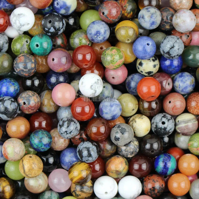 Mixed Natural Stone Beads 4-10mm Round Loose Beads DIY Jewelry Making