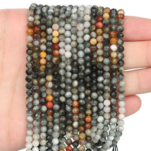 4mm Hawkeye Faceted Stone Beads for Jewelry Making 15 inch