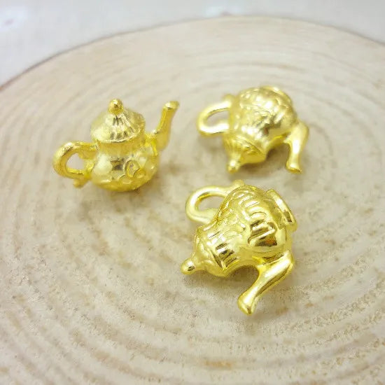 40 PCS Teapot Charms Pendant Gold-color for DIY Jewelry Making