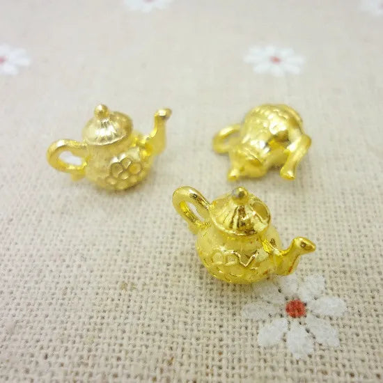 40 PCS Teapot Charms Pendant Gold-color for DIY Jewelry Making