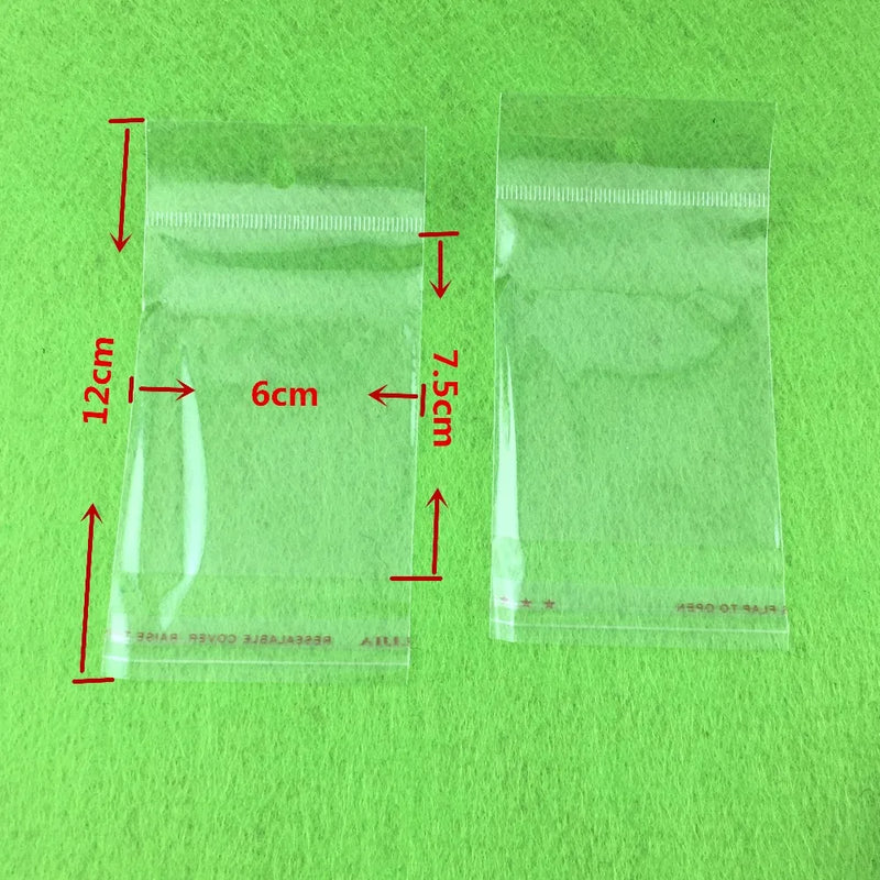 400PCS 12*6cm Plastic OPP Bags Favor Clear Bag Pouches Jewelry Cards Gift Logo