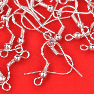 400PCS 18mm Sterling Silver Earring Hooks Ball Ear Wire