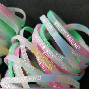 40Pcs Night Glow Silicone Wristbands for Women Girls
