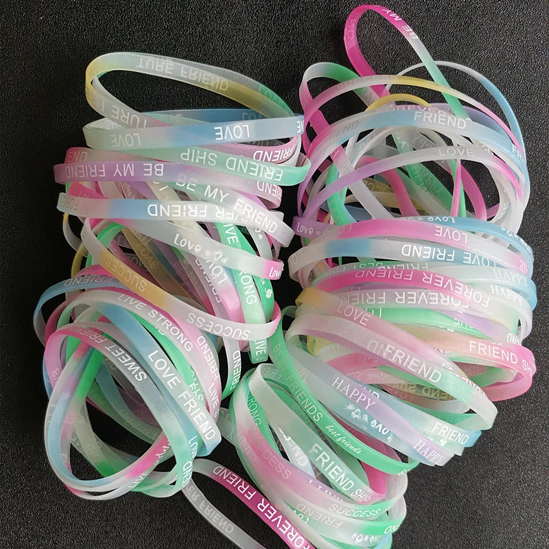 40Pcs Night Glow Silicone Wristbands for Women Girls