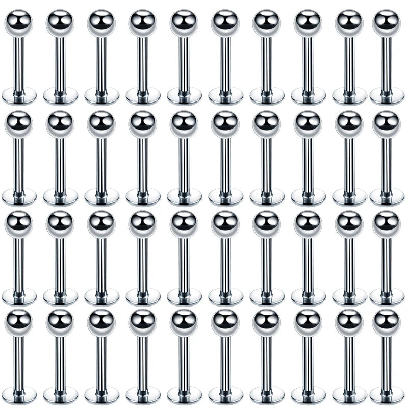 40Pcs Surgical Steel Lip Labret Cartilage Tragus Earrings Body Jewelry