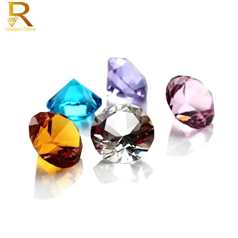 40mm Transparent Glass Diamond Crystal Display