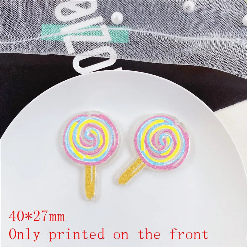 40pcs Lollipop Acrylic Beads DIY Jewelry Earring/Garment Pendant Accessory
