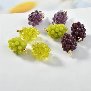 40pcs Grape Shape Resin Beads with Alloy Hanger Charms DIY Earring Accessory