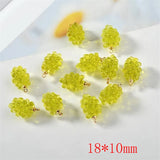 40pcs Grape Shape Resin Beads with Alloy Hanger Charms DIY Earring Accessory
