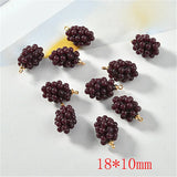40pcs Grape Shape Resin Beads with Alloy Hanger Charms DIY Earring Accessory