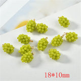 40pcs Grape Shape Resin Beads with Alloy Hanger Charms DIY Earring Accessory