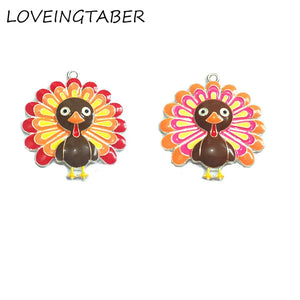 Enamel Zinc Alloy Turkey Pendants for Thanksgiving Necklace