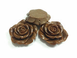 42MM Coffee Resin Flower Beads With Back Hole - 50pcs/lot