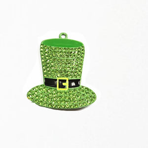 10pcs Green Hat Rhinestone Pendants for St. Patrick's Jewelry Making