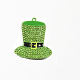 10pcs Green Hat Rhinestone Pendants for St. Patrick's Jewelry Making