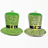 10pcs Green Hat Rhinestone Pendants for St. Patrick's Jewelry Making