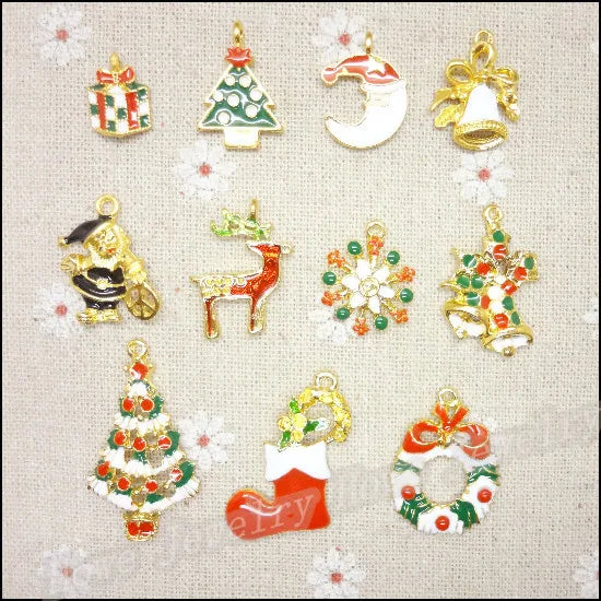 44PCS Gold-color Christmas Charms Pendant for DIY Jewelry Making