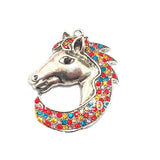 Full Rhinestone Horse Head Pendant, 10pcs/Lot