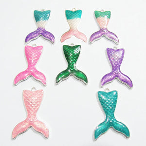 10pcs Glitter Enamel Fish Tail Pendants Chunky Jewelry Making