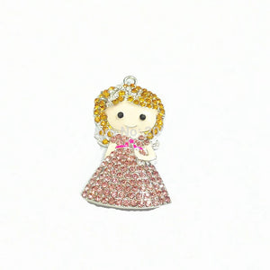 10pcs Crown Princess Rhinestone Pendants For Kids Jewelry Making