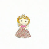 10pcs Crown Princess Rhinestone Pendants For Kids Jewelry Making