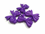 60 Dark Purple Acrylic Bow Beads 46x36mm