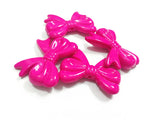 Hotpink Acrylic Bow Beads 60pcs for Necklace Making
