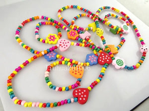 48-Piece Wood Bracelet and Necklace Set for Kids Birthday Party