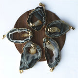 4PCS Geode Agates Citrines Point Quartz Pendants Irregular Shape