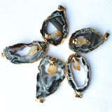 4PCS Geode Agates Citrines Point Quartz Pendants Irregular Shape