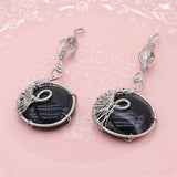 4PCS Round Striped Agate Stone Silver Pendant DIY Necklace Charms
