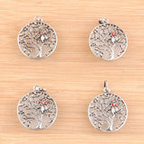 4Pcs Ancient Copper Crystal Tree of Life Charms
