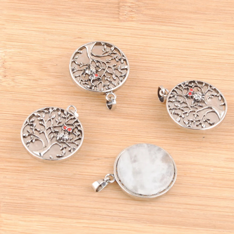 4Pcs Ancient Copper Crystal Tree of Life Charms
