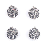 Natural Gemstone Copper Pendant Hollow Tree of Life Round Agate Charm