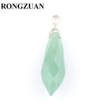 4Pcs Natural Gemstone Pendant Faceted Stone Beads Reiki Polygonal Jewelry