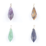 4Pcs Natural Gemstone Pendant Faceted Stone Beads Reiki Polygonal Jewelry