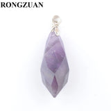 4Pcs Natural Gemstone Pendant Faceted Stone Beads Reiki Polygonal Jewelry