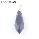 4Pcs Natural Gemstone Pendant Faceted Stone Beads Reiki Polygonal Jewelry