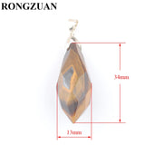 4Pcs Natural Gemstone Pendant Faceted Stone Beads Reiki Polygonal Jewelry