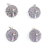 Natural Amethyst Stone Tree of Life Pendant in Ancient Copper Finish
