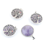 Natural Amethyst Stone Tree of Life Pendant in Ancient Copper Finish