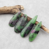 4Pcs Ruby And Zoisite Pendant Beads 37x11x5mm 11g Jewelry Necklace