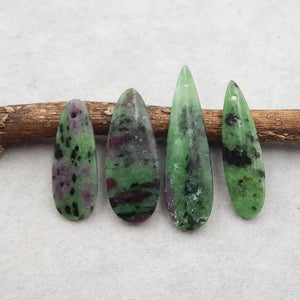 4Pcs Ruby And Zoisite Pendant Beads 37x11x5mm 11g Jewelry Necklace