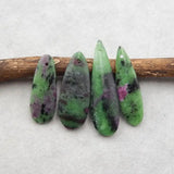 4Pcs Ruby And Zoisite Pendant Beads 37x11x5mm 11g Jewelry Necklace